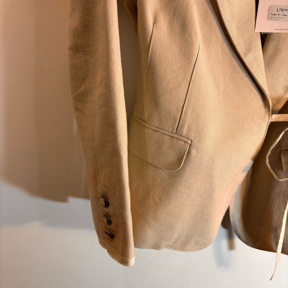 ZARA Sz M Tie Front Blazer Cotton Linen Blend Lined Made in Spain Pockets NEW - Picture 4 of 12